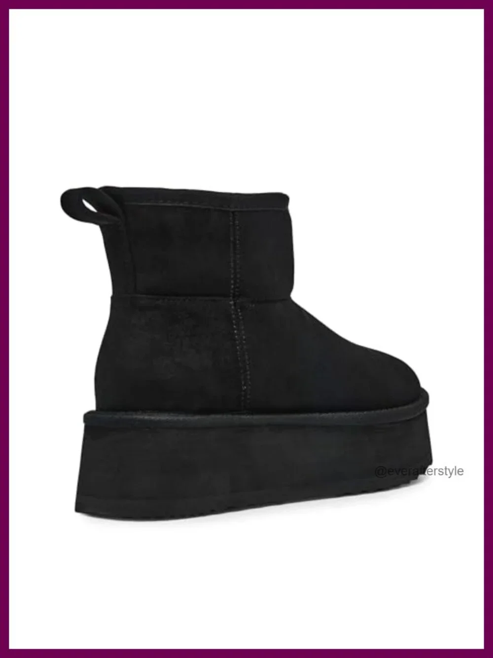 Suede Ankle Platform Booties Faux Fur Lining Round Toe Pull-On